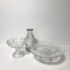 アンティーク　ガラス製3点セット（花瓶・スタンド）のサムネイル