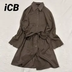 iCB アイシービー　ピンタックロングブラウス　ウエストリボン　11 ブラウン