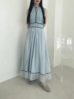 Lily Brown バイカラーラインニットコンビワンピース F 新品