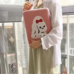 ipadケース　タブレットポーチ マルチーズ リボン
