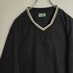 ナイロンジャケット プルオーバー ブラック Vネック メンズXL