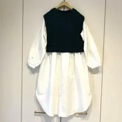 Lax Dan Tia／リブニット✖️シャツワンピース