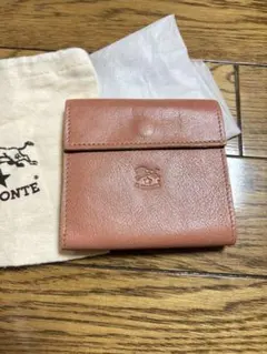 美品 数回使用 イルビゾンテIL BISONTE 二つ折り財布 牛革 本革ピンクのサムネイル