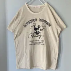 UNIQLO Disney ミッキーマウス Tシャツ ベージュ M 古着