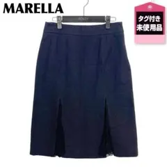タグ付き未使用品 MARELLA 膝丈 スカート 40 ネイビー 裾スリットのサムネイル