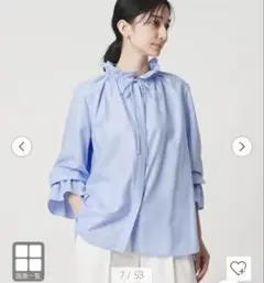 美品 UNITED ARROWS オーガンジーフリル バイカラーリボン ブラウス