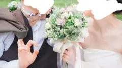 ウェディングブーケ ブートニア付き