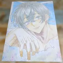 手描きイラスト 彼とお風呂① アクリル水彩