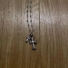 2連 クロスネックレス CZダイヤ 十字架 ゴシック ボール