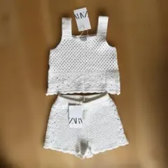 クロシェニット　トップス　バミューダパンツ　セット　110サイズのサムネイル