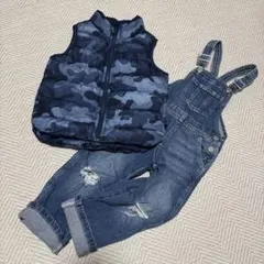 【美品】babyGAP迷彩柄ダウンベスト＊オーバーオール