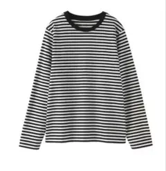 無印良品 長袖 ボーダー Tシャツ ブラック XL