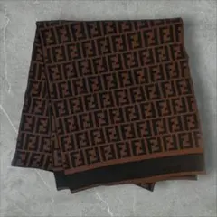 FENDI フェンディ ズッカ柄 ウール100% マフラー イタリア製 ブラウン
