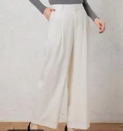 グリーンレーベルリラクシング　ホワイト ワイドパンツ ウール素材