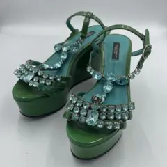 D&G Dolce & Gabbana グリーンウェッジサンダルのサムネイル