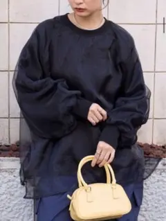 MONO-MART シアーレイヤードボリュームスリーブオーバーサイズスウェット