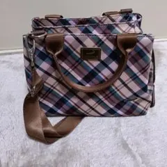 チェック柄ショルダーバッグ ピンク系