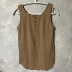 Right-on タンクトップワッフル M ブラウン ノースリーブのサムネイル