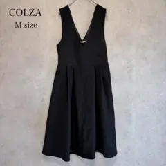 COLZA ジャンパースカート M 黒 Vネック フレア ワンピース 着回し万能
