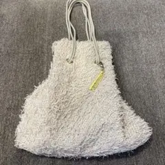 シャルマントサック　フリンジ巾着　ライトグレー