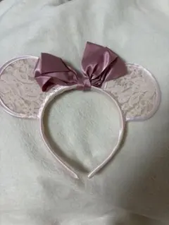 東京ディズニーリゾート　ミニーマウス　カチューシャ　レース　ピンク