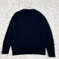 UNIQLO◇長袖 Vネック ニットセーター 薄手 シンプル 無地（L）ネイビー