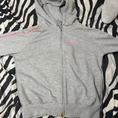 グレー フード付き ジッパーパーカー