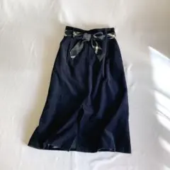 美品 ブルーレーベルクレストブリッジ チェック柄おリボンベルトのスカート 36