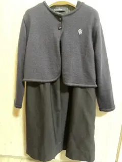 美品　ファミリア　お受験　２点セット　紺色　ワンピース　ボレロ　115  110