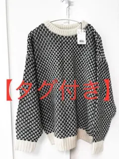 【新品】moment+ Mサイズ ジャガードニット　プルオーバー　ブラック