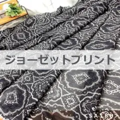 ⭐新入荷⭐＜２ｍ＞楊柳ジョーゼットプリント＊オーナメント柄＊黒＊runpo＊A