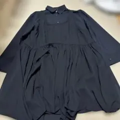 【美品】GU×rokh 2ピースワンピース 長袖 ネイビー L ロク