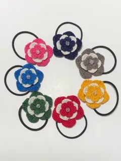 お花の形のヘアゴム ＊配色切り替え A＊ レース編み