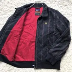 【美品】フレッドペリー　スイングトップ　キルティング 紺　刺繍　中綿　Wジップ