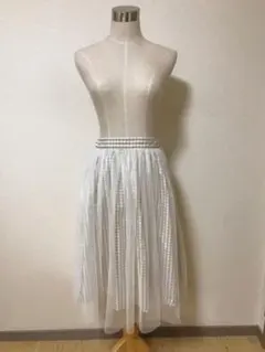 【新品】ベージュギンガムチェック♡チュールスカート