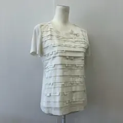 [a1426]インゲボルグ 半袖Tシャツ 白 L リボン レースのサムネイル