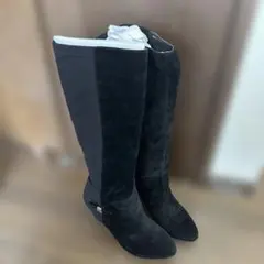 ブラックスエードロングブーツ