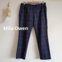 ミラオーウェン クロップドパンツ【1】格子チェック ポケット有り 裏地なし