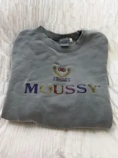 MOUSSY 刺繍ロゴ クルーネック スウェット グレーのサムネイル