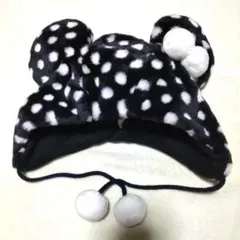 ミニー　ブラック×ホワイト　水玉　ファンキャップ☆ディズニーランド　帽子