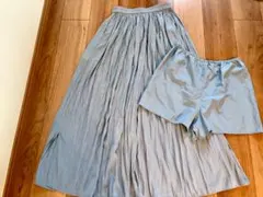 ユニクロワッシャーサテンスカートパンツM Blue