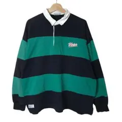 VISION STREET WEAR ラガーシャツ　ボーダー柄　刺繍ロゴ　Mのサムネイル