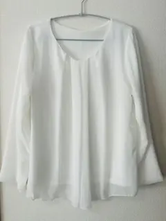 ホワイト シフォン 長袖シャツ　COMME CA ISM ブラウス