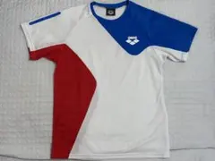 【美品】arena アリーナ Tシャツ L トリコロール スポーツウェア