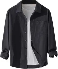 メンズ シャツ 長袖 春 ゆったり 無地 おしゃれ カジュアル XL