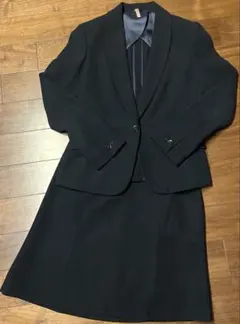 美品 リトルシック セットアップスーツ スカート ネイビー 38 ショールカラー