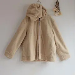 22 OCTOBRE ボアブルゾン 大きいサイズ44号 希少 ベージュ フード