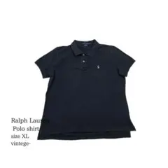 希少 ラルフローレン ポニー刺繍ロゴ 半袖 ポロシャツ ブラック オーバーサイズ