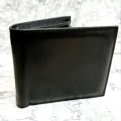 本革 新品 財布 二つ折り メンズ コンパクト 黒 カード スキミング防止