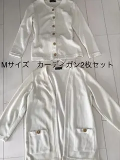Mサイズ ホワイト カーディガン 2枚セット　白　りぼん　おしゃれ　かわいい